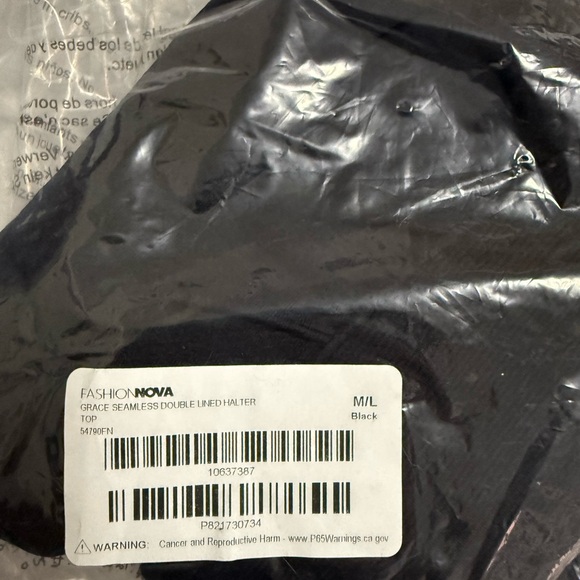 Fashion Nova Black Grace Seamless Double Lined Halter Top - Picture 3 of 3